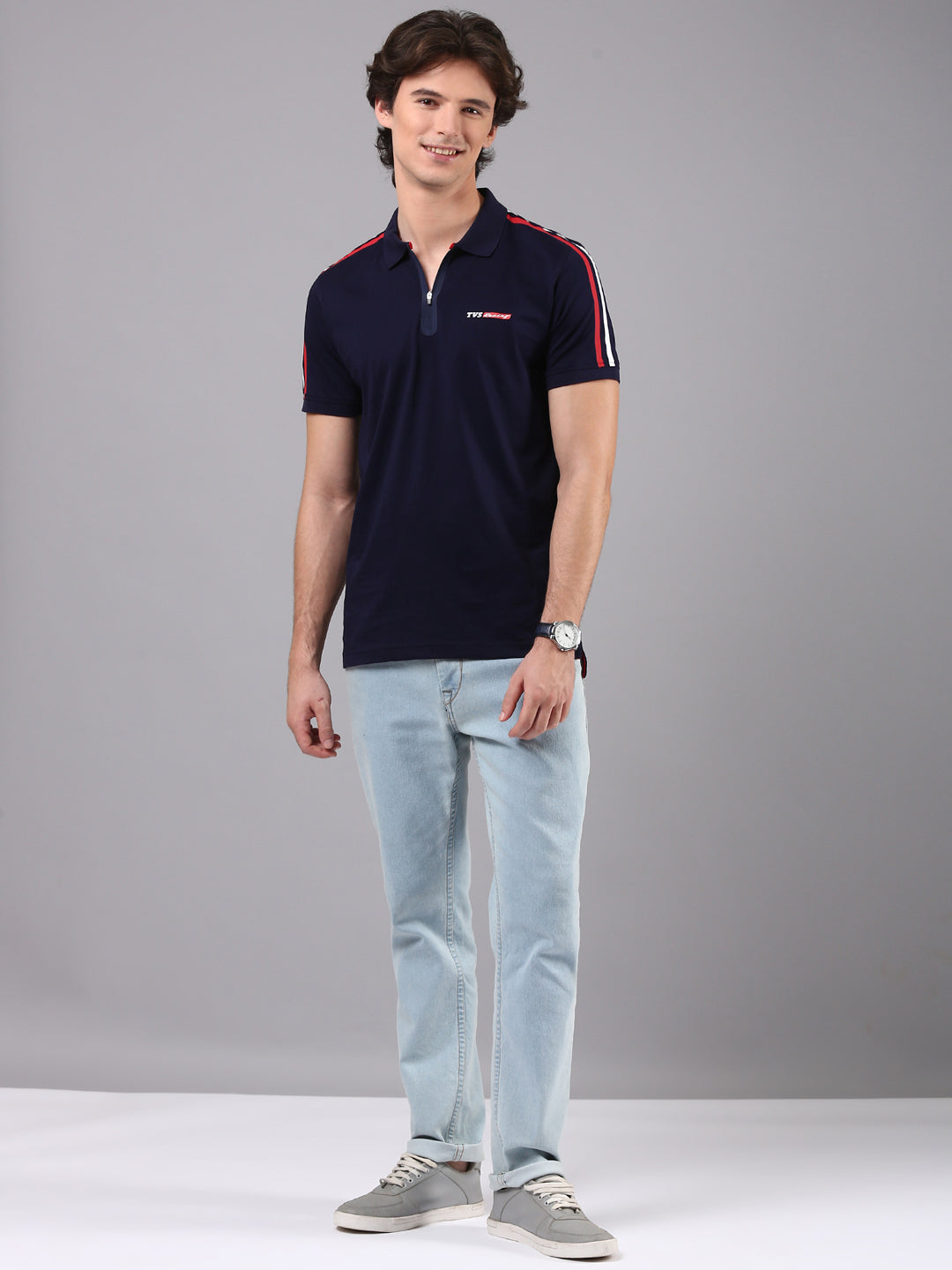TVS Originals Racing 100% Cotton Mercerised Polo T-Shirt | 180 GSM | Sleek Zipper Placket | Soft Sheen Finish | Lightweight & Durable | Regular Fit | Heat-Sealed Neck | Premium Everyday Wear